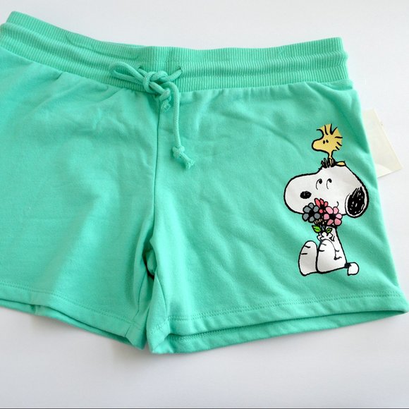 snoopy Pants - snoopy teal blue acqua shorts JR size m
